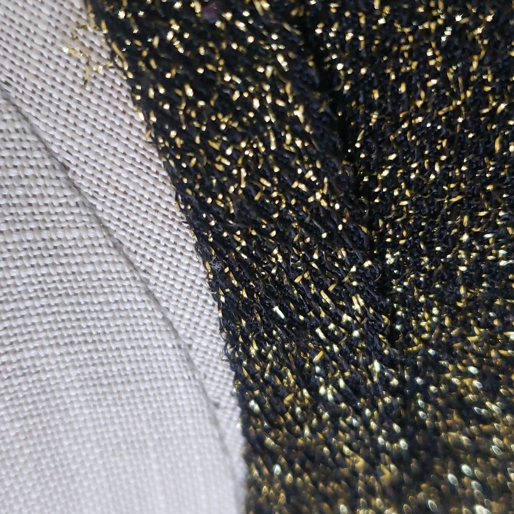 Vintage 90s Nine West Gold Shimmer Ruched Top S Gold Black Ruched Minimalist - Picture 13 of 17